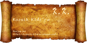 Kozsik Klára névjegykártya